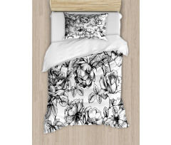 Hand Drawn Rose Petals Duvet Cover Set