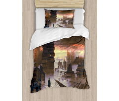 Sci-Fi Empty City Robot Duvet Cover Set