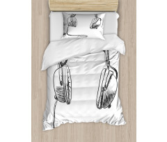 Sketchy DJ Headphones Duvet Cover Set