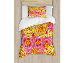 Funky Vibrant Flowers Duvet Cover Set