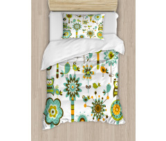 Birds Flowers Trees Duvet Cover Set