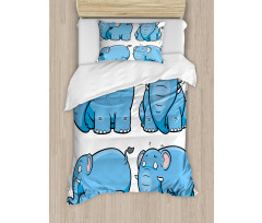 Cartoon Elephants Duvet Cover Set