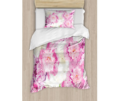 Mosaic Peony Flowers Art Duvet Cover Set