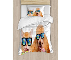 Cat Dog with Ice Cream Duvet Cover Set