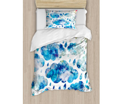 Clouds Raindrops Duvet Cover Set