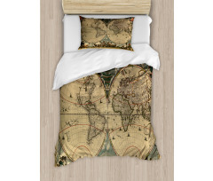 Old Map World Duvet Cover Set