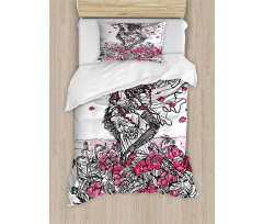 Woman on a Poppy Field Duvet Cover Set