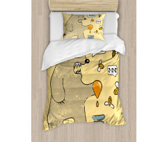 Bear Bees Honey Comic Duvet Cover Set