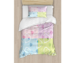 Hearts Dots Colorful Duvet Cover Set