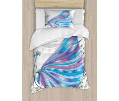 Stylized Peacock Feather Duvet Cover Set