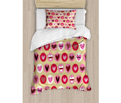 Cartoon Style Hearts Duvet Cover Set