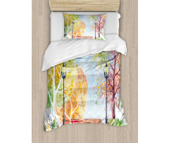 Autumn Park Tree Lantern Duvet Cover Set