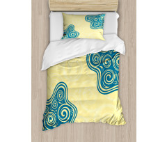 Vintage Floral Spiral Duvet Cover Set