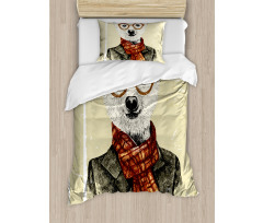 Hipster Bear Glasses Duvet Cover Set