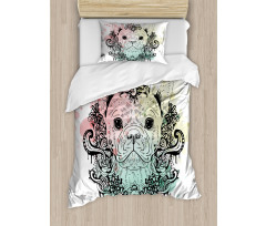 French Bulldog Flowers Duvet Cover Set