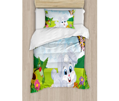 Rabbits Grass Bees Duvet Cover Set