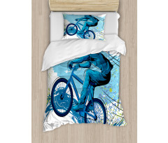 Bicyclist Color Splashes Duvet Cover Set