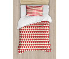 Vibrant Red Hearts Duvet Cover Set