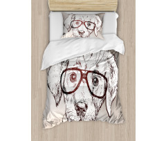 Hipster Puppy Glasses Duvet Cover Set