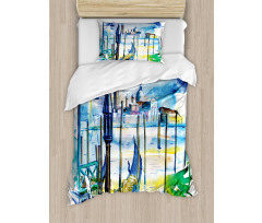 Boat in Venice Italy Duvet Cover Set