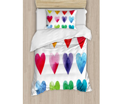 Rainbow Colors Hearts Duvet Cover Set