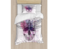 Skull Dragonfly Grunge Duvet Cover Set