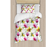 Vibrant Magnolia Flower Duvet Cover Set