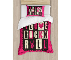 Vintage Letters Grungy Duvet Cover Set