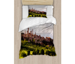 Medieval City in Italy Duvet Cover Set