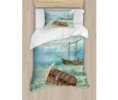 Old Trunk Ocean Waves Duvet Cover Set