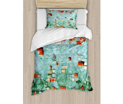 Brick Wall Old Wrecked Duvet Cover Set