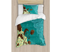 Flower on Lacework Aged Duvet Cover Set