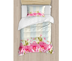 Pink Peony Border Tile Duvet Cover Set