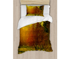 Sunset over City Park Duvet Cover Set