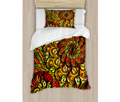 Abstract Curly Floral Duvet Cover Set