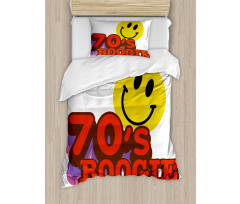 70s Boogie Funny Emoticon Duvet Cover Set