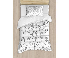 Sketchy Zodiac Circle Duvet Cover Set