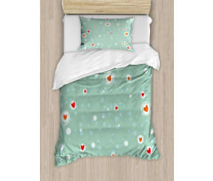 Sketch Circles and Hearts Duvet Cover Set