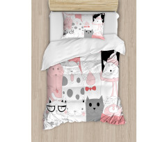 Funny Kittens Humor Doodle Duvet Cover Set