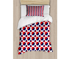 Red Circles Rounds Duvet Cover Set