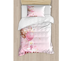 Strawberry Cake Balloons Duvet Cover Set