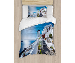 Oia Village in Santorini Duvet Cover Set