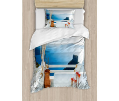 Sunset Santorini Island Duvet Cover Set