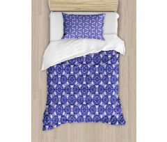 Indigo Floral Geometric Duvet Cover Set