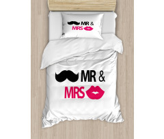 Lips Moustache Mr Mrs Duvet Cover Set