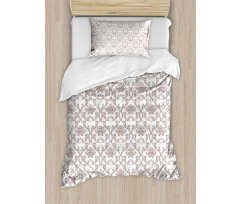 Taupe Colored Damask Duvet Cover Set