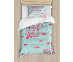 Fishes Coral Reef Aquatic Duvet Cover Set