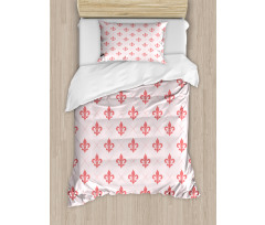 Checkered Fleur De Lis Duvet Cover Set