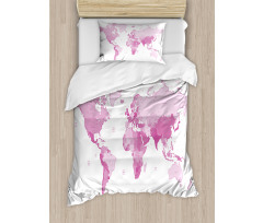 World Map Continents Duvet Cover Set