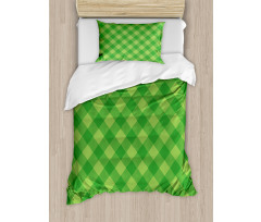 Retro Green Checkered Duvet Cover Set